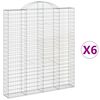 vidaXL Kosze gabionowe, 6 szt, 200x30x220/240 cm, galwanizowane żelazo