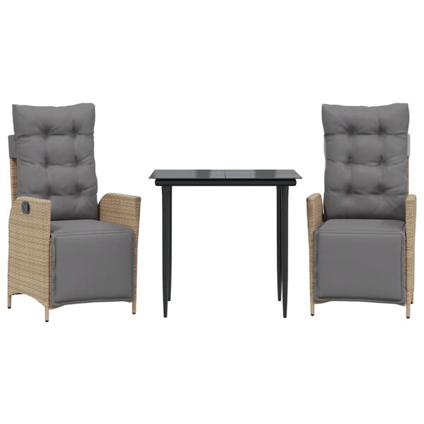 vidaXL 3-cz. zestaw mebli ogrodowych z poduszkami, mieszany beż