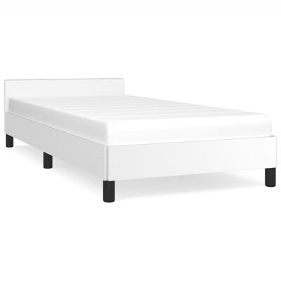 vidaXL Rama łóżka z zagłówkiem, biała, 90x190 cm, sztuczna skóra