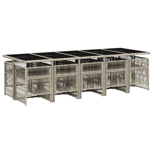 vidaXL 11-cz. zestaw mebli do ogrodu z poduszkami jasnoszary rattan PE