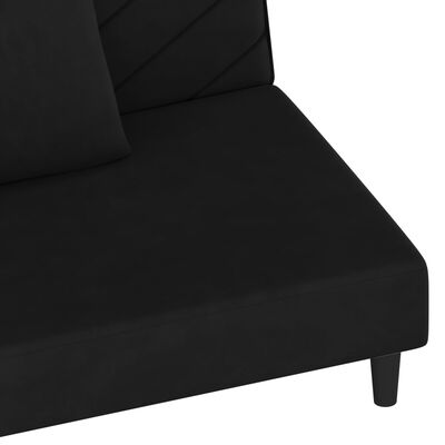 vidaXL 2-osobowa kanapa, 2 poduszki, czarna, aksamitna