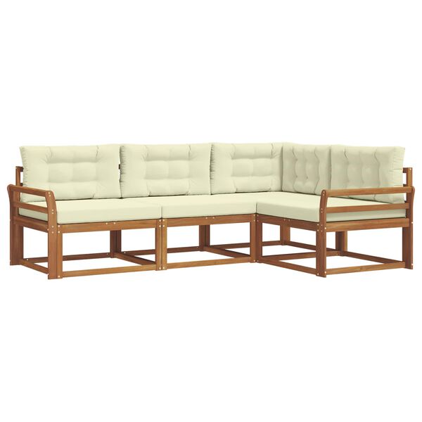 vidaXL Zestaw sof na zewnątrz z poduszką 4 pcs Naturalny i Kremowy