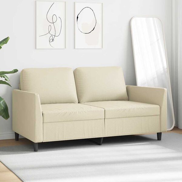 vidaXL 2-osobowa sofa, kremowy, 140 cm, sztuczna sk&oacute;ra