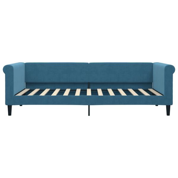 vidaXL Sofa z materacem do spania, niebieska, 90x200 cm, aksamit