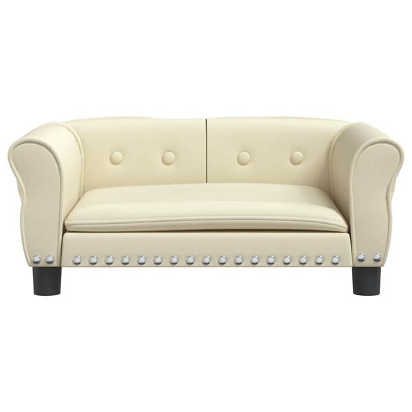 vidaXL Legowisko dla psa, kremowe, 70x45x30 cm, sztuczna skóra