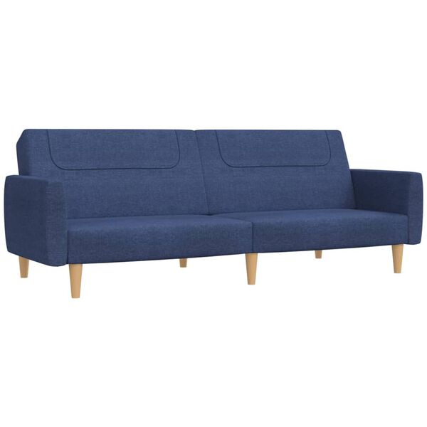 vidaXL 2-osobowa sofa z podn&oacute;żkiem, niebieska, tapicerowana tkaniną