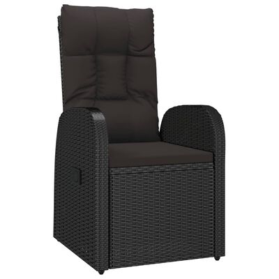 vidaXL Rozkładane krzesła ogrodowe, poduszki, 2 szt., czarny rattan PE