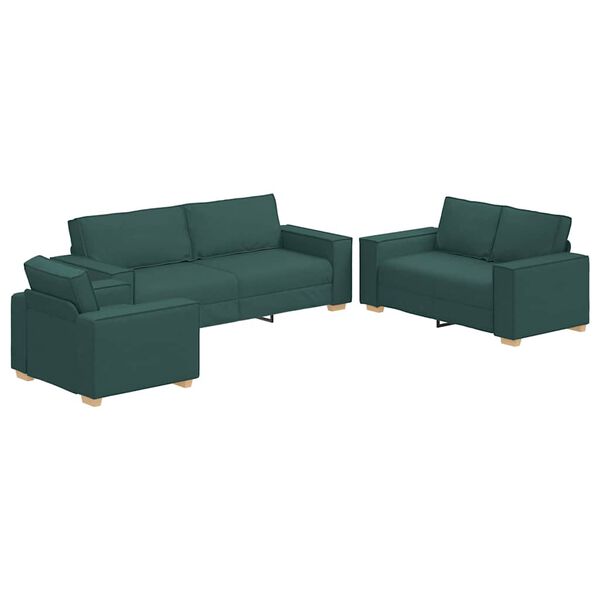 vidaXL Sofa 3 pcs Ciemna zieleń 220 x 80 x 84 cm Tkanina lniana