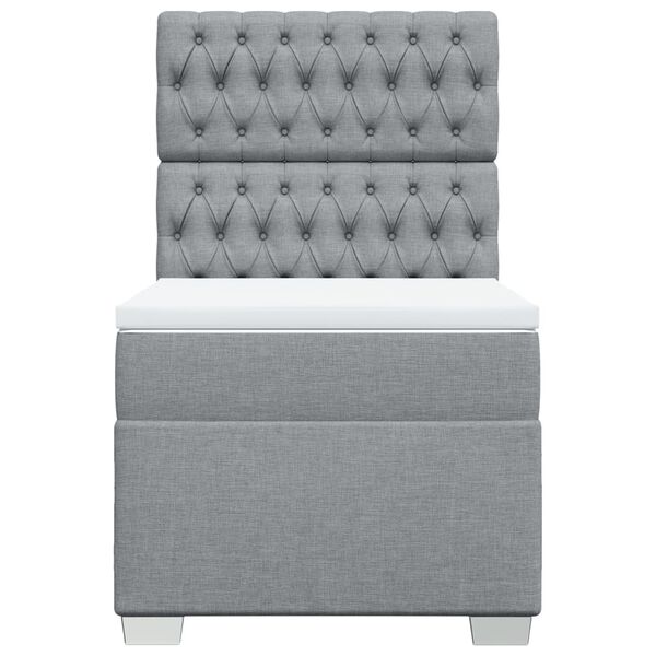 vidaXL Ł&oacute;żko kontynentalne z materacem, jasnoszare, tkanina, 90x200 cm