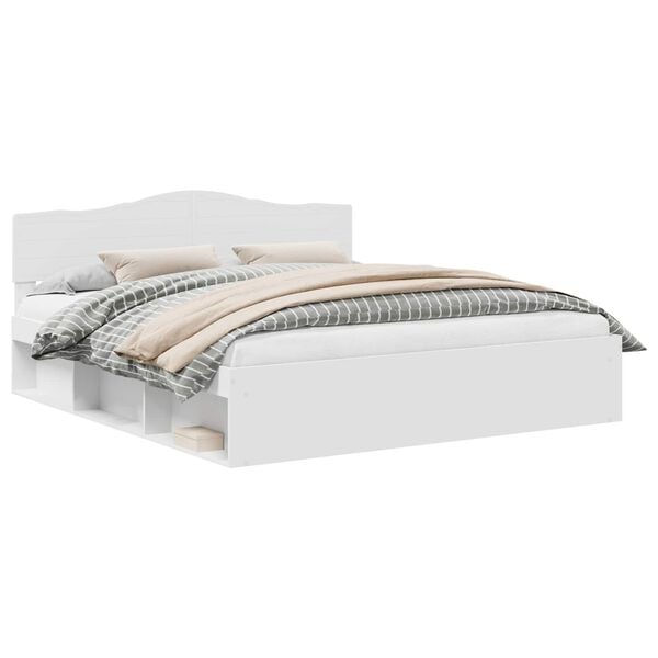 vidaXL Ramka ł&oacute;żka Z zagł&oacute;wkiem Biały 180 x 200 cm Lite drewno sosnowe