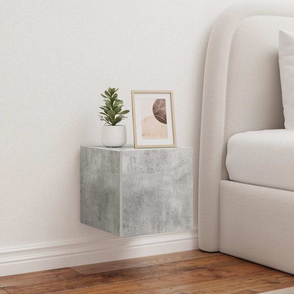 vidaXL Ścienna szafka TV z LED, szarość betonu, 30,5x35x30 cm