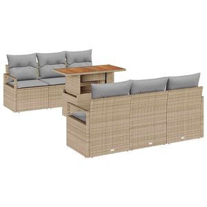 vidaXL Zestaw Sof na Ogr&oacute;d z przechowywaniem 7 pcs Beżowy Polirattan