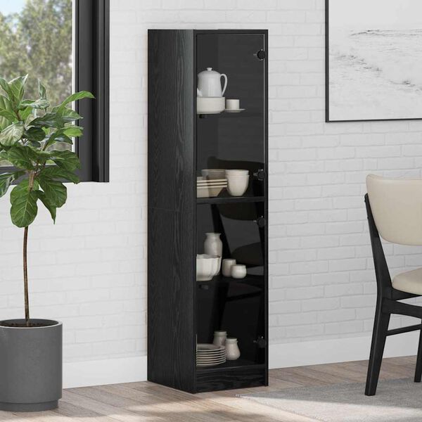 vidaXL Highboard Czarny Dąb 35 x 37 x 142 cm Materiał drewnopochodny