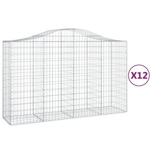 vidaXL Kosze gabionowe, 12 szt, 200x50x120/140cm, galwanizowane żelazo