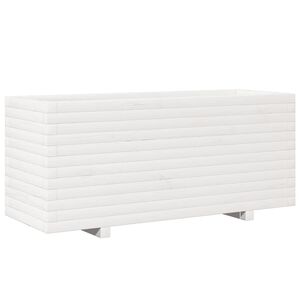 vidaXL Donica ogrodowa, biała, 110x40x49,5 cm, lite drewno sosnowe