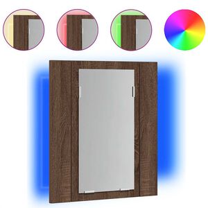 vidaXL Szafka łazienkowa z lustrem i LED, brązowy dąb, 40x12x45 cm