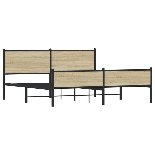 vidaXL Metalowa rama ł&oacute;żka, bez materaca, dąb sonoma, 160x200 cm