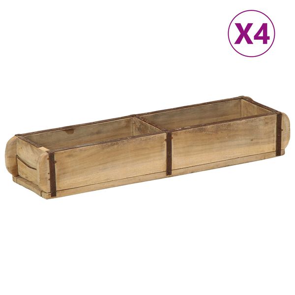 vidaXL Taca 4 pcs Brązowy 57 x 15 x 9 cm Lite Drewno Recyklingowe