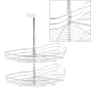 vidaXL 2-poziomowy kosz do kuchni, srebrny, 180 stopni, 75x38x80 cm