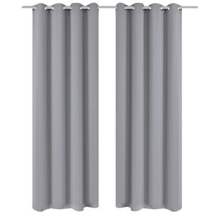 vidaXL Zasłony zaciemniające z k&oacute;łkami, 2 szt., 135 x 175 cm, szare