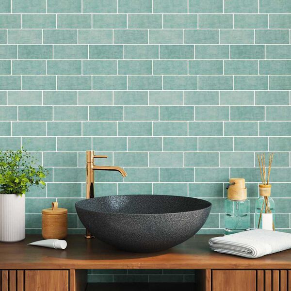 vidaXL Kafelka subway 10 pcs Szary zielony 29.4 x 21.4 cm