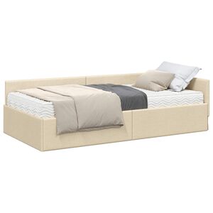 vidaXL Rama Ł&oacute;żka Narożnego z Materacem Inny 2 pcs Kremowy tkanina