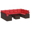 vidaXL Zestaw Sof z poduszką 10 pcs Brązowy Rattan poli