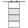 vidaXL Drzwi przesuwne z zestawem okuć czarne 90x205cm szkło hartowane