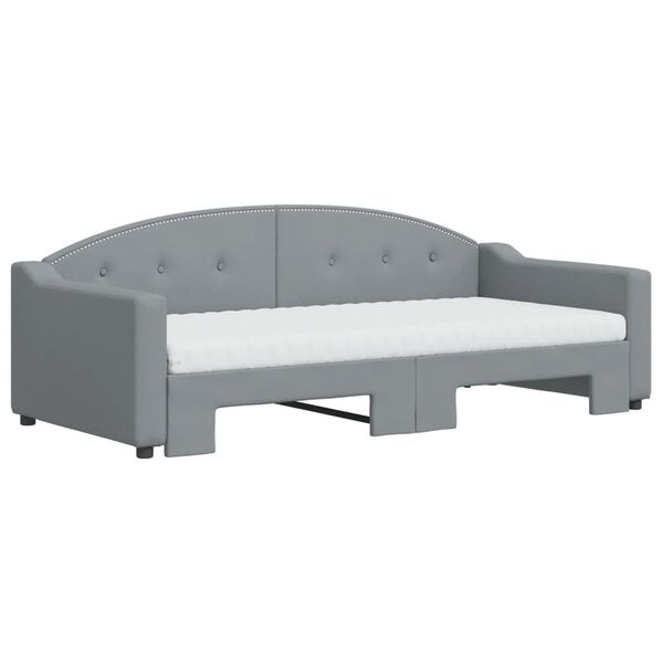 vidaXL Sofa rozsuwana z materacami, jasnoszara, 90x190 cm, tkanina