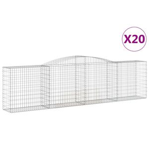 vidaXL Kosze gabionowe, 20 szt, 400x50x100/120cm, galwanizowane żelazo
