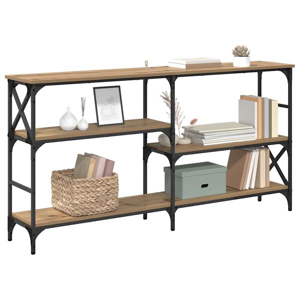 vidaXL Konsola z p&oacute;łką Dąb rzemieślniczy 150 x 29 x 76,5 cm