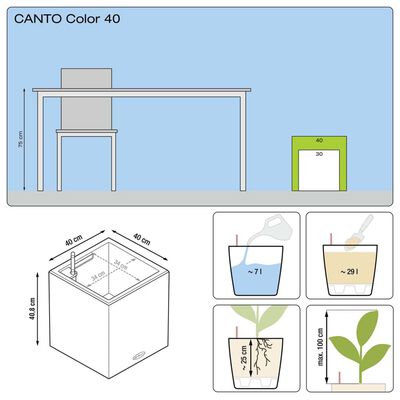 LECHUZA Donica Canto Color Square 40 ALL-IN-ONE, szara, 13720