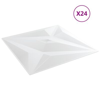 vidaXL Panele ścienne, 24 szt., białe, 50x50 cm, EPS, 6 m², gwiazda