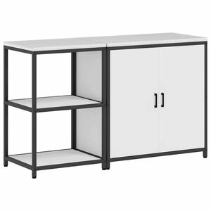 vidaXL Zestaw do przechowywania w kuchni z p&oacute;łką 2 pcs Biały Stal