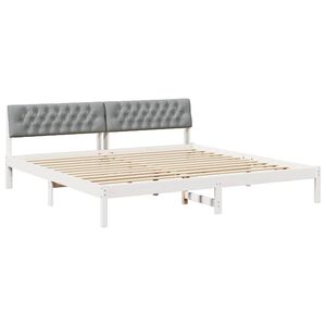 vidaXL Rama ł&oacute;żka Biały i jasnoszary 200 x 200 cm Lite drewno sosnowe