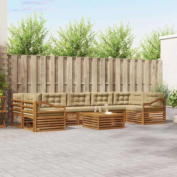 vidaXL Zestaw sof na zewnątrz z poduszką 8 pcs Naturalny i Beżowy