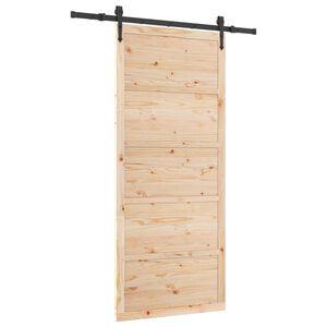 vidaXL Drzwi przesuwne 80 x 208 cm Lite drewno sosnowe naturalny