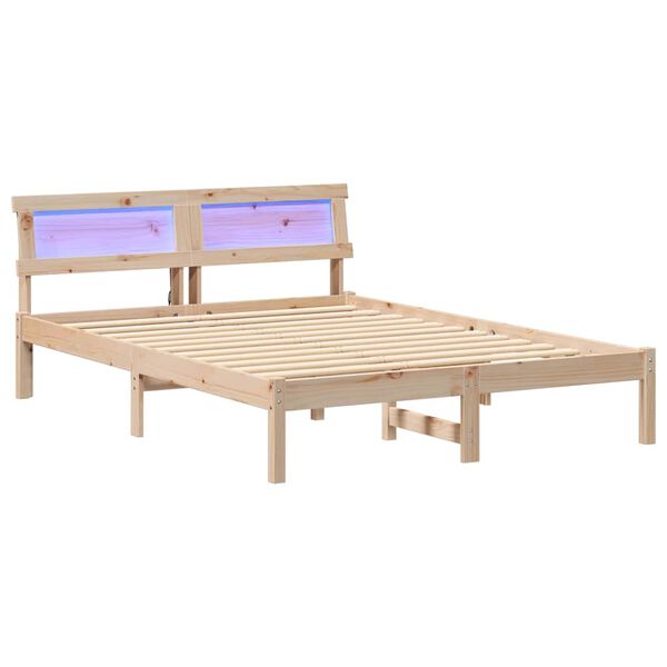 vidaXL Ramka ł&oacute;żka Brązowy 140 x 190 cm Lite drewno sosnowe