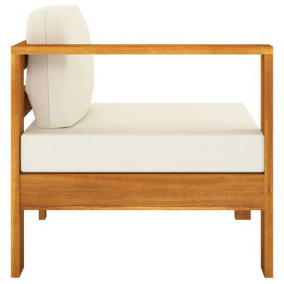 vidaXL 3-osobowa sofa ogrodowa z kremowymi poduszkami, drewno akacjowe