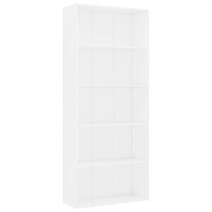 vidaXL 5-poziomowy regał, biały, 80x30x189 cm, materiał drewnopochodny