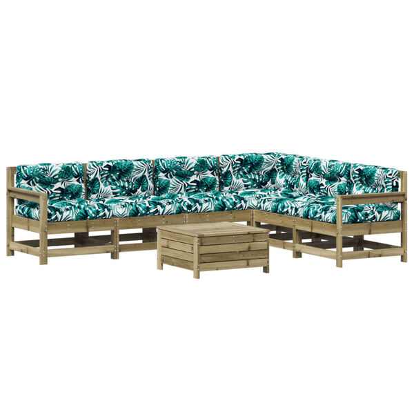 vidaXL 7-cz. zestaw mebli do ogrodu, z poduszkami, impregnowana sosna