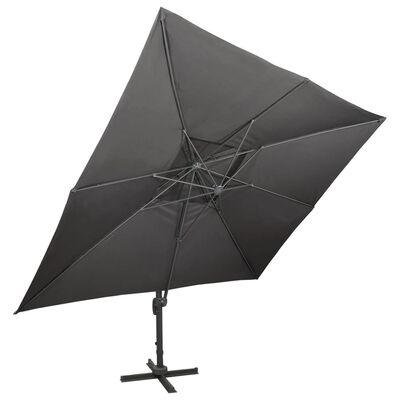 vidaXL Wiszący parasol z podwójną czaszą, antracytowy, 400 x 300 cm
