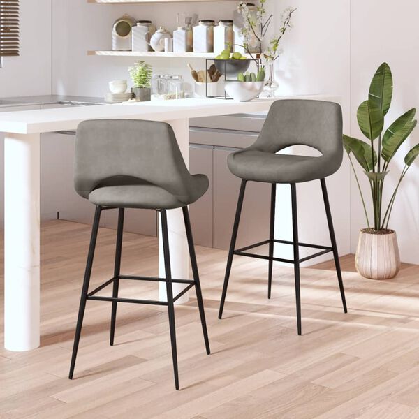 vidaXL Stołki barowe, 2 szt., ciemnoszare, obite aksamitem