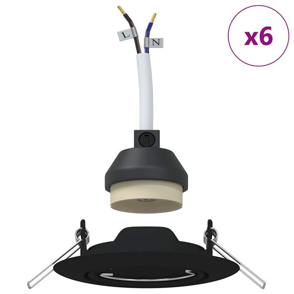 vidaXL Reflektor 6 pcs Czarny 9 x 9 x 2.5 cm Metal