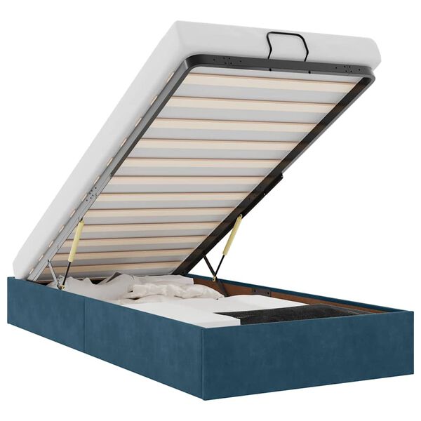 vidaXL Rama ł&oacute;żka otomana bez materaca, niebieska, 100x200 cm, aksamit