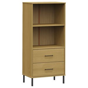 vidaXL Regał OSLO z 2 szufladami, brązowy, 60x35x128,5 cm, lite drewno