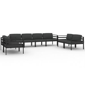 vidaXL 8-cz. zestaw mebli ogrodowych, poduszki, aluminium, antracyt