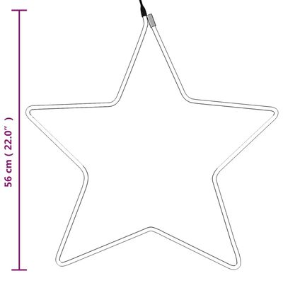 vidaXL Gwiazdy świąteczne, 48 ciepłych białych LED, 3 szt., 56 cm
