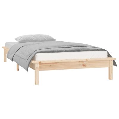 vidaXL Rama łóżka z LED, 90 x 200 cm, lite drewno
