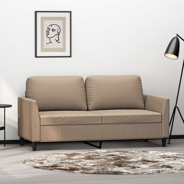vidaXL 2-osobowa sofa, kolor cappuccino, 140 cm, sztuczna sk&oacute;ra